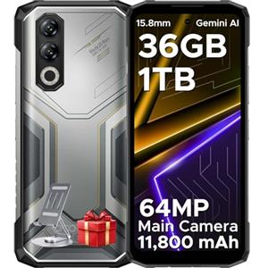 DOOGEE Blade 20 Max Rugged Smartphone, 36GB RAM+1TB ROM(2TB TF) Telefono Indistruttibile, 11800mAh/33W, MTK Helio G100 Octa Core, 6.6" 120Hz, 64MP+20MP+16MP, Android 15/NFC/4G Dual SIM/Face ID