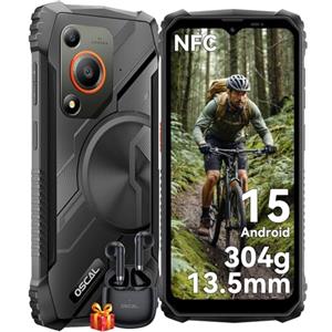 OSCAL MARINE 1 Rugged Smartphone Android 15, 12GB+128GB/2TB Telefono Indistruttibile, 6.56''HD+ 90Hz Telefono Antiurto, AI 16MP+8MP, 13,5 mm leggero IP68/IP69K/3 Slot/NFC/Face ID/OTG/GPS Nero