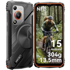 OSCAL MARINE 1 Rugged Smartphone Android 15, 12GB+128GB/2TB Telefono Indistruttibile, 6.56''HD+ 90Hz Telefono Antiurto, AI 16MP+8MP, 13,5 mm leggero IP68/IP69K/3 Slot/NFC/Face ID/OTG/GPS Orange