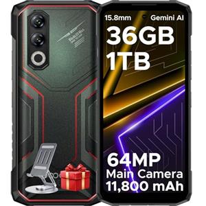 DOOGEE Blade 20 Max Rugged Smartphone, 36GB RAM+1TB ROM(2TB TF) Telefono Indistruttibile, 11800mAh/33W, MTK Helio G100 Octa Core, 6.6" 120Hz, 64MP+20MP+16MP, Android 15/NFC/4G Dual SIM/Face ID