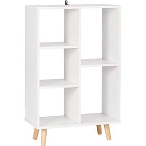 WOLTU Libreria da Parete con 5 Vani Portaoggetti a Giorno, Scaffale Moderno Autoportante Salvaspazio per Soggiorno, Camera da Letto, Ufficio, Bianco, 60x95x30cm, SK011ws