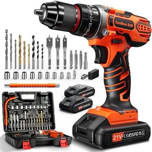 FAHEFANA 21V Avvitatore a Batteria, Trapano a Percussione 45Nm Max con 2 Batteries 2.0Ah, 25+3 Coppie, 2 Velocità, LED Luce, 27 Accessori,multifunzionale Trapano Avvitatore a Percussione Per Casa Progetto