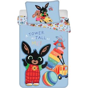 Jerry Fabrics Biancheria da letto per bambini reversibile motivo Bing Bunny, Amma & Sula Ball Xilofono Car Blue Piumino 100x135 + Cuscino 40x60 cm 100% cotone per bambini