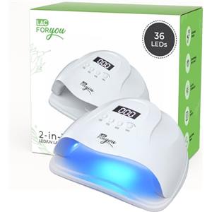 LAC FOR YOU Lampada UV Led Unghie 36 LED 365 + 405 nm - Fornetto Unghie con 4 Timer 10/30/60/99 s Low-Heat, Display LCD, Base Rimovibile - Asciuga Gel & Semipermanente