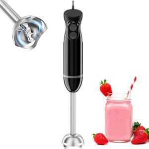 Bonsenkitchen Frullatore a Immersione 1000 W in Acciaio Inossidabile, 2 Velocità, Bacchetta per Mescolare Gli Alimenti per Bambini, Zuppe, Purea, HB3201 (nero)