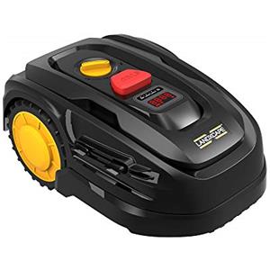 LANDXCAPE Robot tagliaerba LX799 fino a 300 m² e 25% di pendenza tosaerba automatico con indicatore di carico laterale, sistema di taglio a 3 coltelli/pacciamatura, robot da giardino, nero/arancione