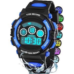 DTKID Orologio Digitale Bambino LED a 7 Colori, Orologio Bambino con Sveglia, Timer, Datario, Impermeabile Orologi per Bambini Sportivo da Esterno, per Ragazzi Ragazze e Adolescenti