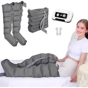 FahQuintuple Pressoterapia per Casa Gambe e Addome e Braccia - 6 Camere Massaggiatore Compressione d'Aria - Linfodrenaggio Professionale Anticellulite, Rilassamento Muscolare (Grey, 2legs+waist)