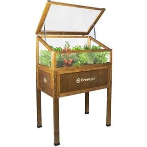 Greenspot - Giardino Rialzato da Balcone con Copertura - Giardino Rialzato con Tunnel di Crescita - 80x45x120cm - in Legno - Mini Serra, per Erbe Aromatiche - Vintage Palissandro Marrone