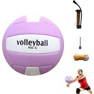 Generic Pallone da pallavolo misura 5, in pelle PU, morbida, per interni ed esterni, pallavolo ricreativo con pompa, borsa a rete e ago per palloni, per interni ed esterni, spiaggia, piscina, acqua, sabbia