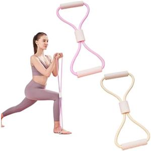 Dreamil 2 fasce di resistenza a 8 forme con manici, fasce di fitness e 8 parole, estensori per il petto, esercizi, yoga, palestra, fitness, corda per allungare le braccia e le spalle.