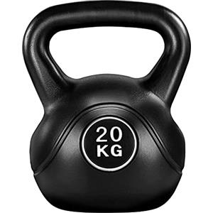 Yaheetech Kettlebell da 20 kg per Sport Fitness Palestra in HDPE e Cemento con Maniglia Ergonomica Antiscivolo Attrezzo Sportivo da Costruzione Muscolare e Allenamento di Forza Nero