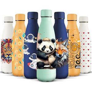 HoneyHolly Borraccia Termica, Senza BPA, Borraccia Bambini, 500ML Acciaio Inossidabile 18/8, Bottiglia Termica A Prova di Perdite, Borraccia Acciaio Inox per Scuola, Ufficio e Attività All'aperto