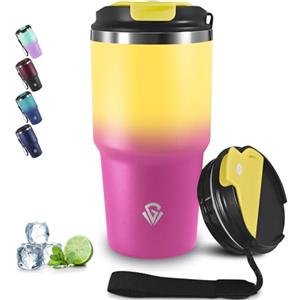 Grsta 20oz Tazza Termica, Isolata Sottovuoto In Acciaio Inox, Termos Caffè, Bicchiere Termico per Bevande Calde e Fredde, A Prova di Perdite Tumbler Termico Ermetica Portatile