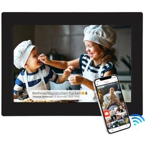 OER Cornice digitale - Cornice Wi-Fi - Cornice Wi-Fi - Schermo extra grande (10,1 pollici) - Alta luminosità - Invia foto/video gratuitamente con l'app Frameo (nero)