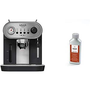 Gaggia RI8525/01 Carezza Deluxe Macchina da Caffè Espresso Manuale, per Macinato e Cialde, Grigio/Nero & RI9111/60 21001681 Soluzione Decalcificante, Flacone da 250 ml, 1000 W, Nero