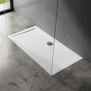 doporro Piatto Doccia Rettangolare 75x140 H 4 cm in Acrilico Bianco Rinforzato Installazione Filo Pavimento - Faro2W