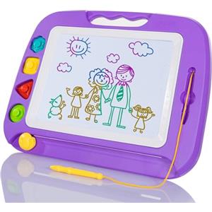 SGILE Grande Lavagna Magnetica per Bambini 2, 3, 4 Anni, Tavola da Disegno Cancellabile Lavagnetta Magica, Giocattoli Educativi, Regalo per Bambini, Portatile, Viola