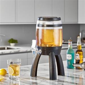 UrbanUp Spillatore Birra da Casa Torre per Bevande da 3 L, Torre Mimosa Luminosa, Dispenser per Bevande a Torre Sangria Stabile per Feste, Distributore di Liquori Trasparente con Cilindro per Ghiaccio(Black)