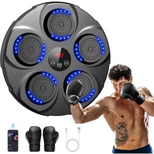 Infaebo Macchina da Boxe Musicale, Macchina da Pugilato Elettronica Professionale con Guantoni, Bluetooth, 9 velocità/modalità per Bambini e Adulti, Casa, L'Ufficio, Palestra, Blu