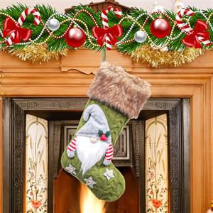 Szhhrxi Calze Natalizie da Appendere, Calza Befana Personalizzata - Decorazioni Natale Calze Camino Natale, 40 cm, Decorazioni Natalizie per la Casa, Decorazioni Camino Natale (Verde)