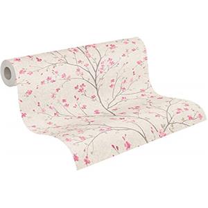 A.S. Création Carta Da Parati Floreale Mio - Tokio Metropolitan Stories 2 A.S. Création Carta da parati tessuto non tessuto 10.05 m x 0.53 m Marrone Rosa Bianco Prodotto in Germania 379121 37912-1