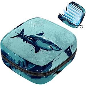 Generic un feroce squalo subacqueo sacchetto di immagazzinaggio tovagliolo sanitario borsa mestruale portatile tazza mestruale sacchetto con cerniera per adolescenti ragazze donne donne