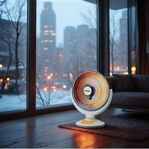 GLOBEX Stufa Alogena Apollo, Stufa a Parabola Elettrica Oscillante 1.000W, Diametro Parabola 46cm, 2 Livelli di Potenza, Tasto di Sicurezza Anti Ribaltamento, Timer Silenzioso 60 min