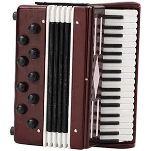 Fdit Modello di Fisarmonica Rossa in Legno Modello Strumentale Decorativo in Miniatura per Visualizzazione Desktop