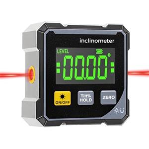 Ruaizel LCD Level Box Digitale Ricaricabile con Laser Elettronico Angle Finder, con 4 Lati Magnetici con Cavo Type-C per Ricarica Inclinometro Livella Laser Impermeabile con Retroilluminazione