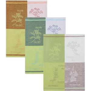 Kracht seit 1810 Confezione da 3 pezzi jacquard Strofinaccio, Misto lino-cotone, TRIOLINO, erbe, tre colori assortiti, 50 x 70 cm