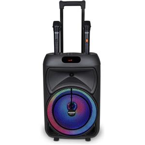 Bontempi | Cassa Trolley Acustica Wireless con 2 Microfoni Senza Filo, Luci RGB, Telecomando, Display, Funzione TWS, 48x29x24 cm