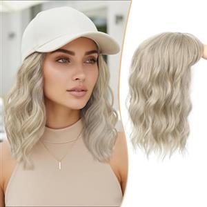 Flyroseing Topper per capelli con frangia con clip per diradare i capelli, 35,5 cm, biondo cenere ondulato, parrucche sintetiche per donne come capelli veri