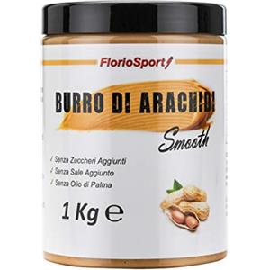 FlorioSport Burro di Arachidi Smooth, 1000 g FlorioSport Burro di Arachidi Liscio 100% Naturale - Peanut Butter - Alimento Proteico - Adatto per Vegetariani - Senza Zucchero e Sale Aggiunto