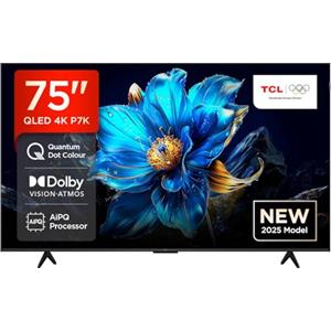TCL 75P7K 75" QLED 4K HDR TV, Google TV, Smart TV (Dolby Vision & Atmos, Game Master, Motion clarity)