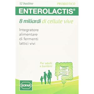 Sofar Enterolactis Probiotico - 12 Bustine per il Supporto della Flora Intestinale