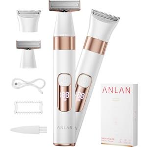ANLAN Rasoio Donna Elettrico con Doppia Testina T e U, Depilatore Donna Impermeabile IPX6, Ricaricabile USB-C,Con Display LED, Ideale per Visо, Ascelle, Bikini, Corpo, Parti Intime