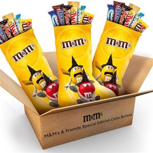 M&M's & Friends 3 Calze della Befana, Edition Epifania con 1560g di cioccolato M&M's, Twix, Snickers, Bounty, Mars e Milky Way
