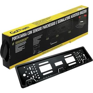 Gotham Portatarga Universale con 3 Sensori di Parcheggio Integrati e Buzzer | Sistema di Assistenza Retromarcia con Allarme Acustico | Installazione Facile | Impermeabile