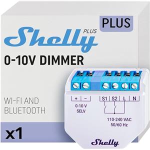 Shelly Dimmer Gen2-0-10V, Interruttore Varialuce Intelligente WiFi e Bluetooth, Domotica Dimmerabile, Compatible con Alexa e Google Home, App iOS Android, Nessun hub e Neutro richiesto