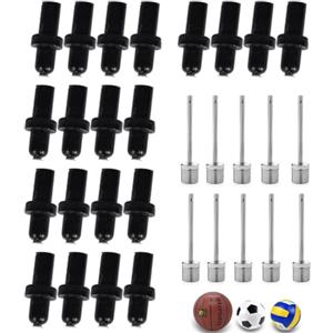 Theaque Confezione da 30 aghi per pompa da pallacanestro, adattatori per gonfiaggio dell'aria, kit di ugelli per valvola di gonfiaggio, kit di ricambio per palloni da calcio, sport, pallavolo, rugby,
