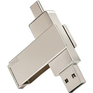 SJACXANM Chiavetta USB 256GB, Penna USB Duale con USB C, Dual Drive USB 3.2 per iphone Smartphone PC, Memoria Esterna, Velocità fino a 200MB/s, Design Ruotabile 360° Compatibile con Android Mac Windows TV
