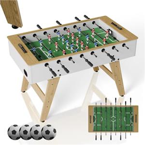 Artsport Calcio Balilla ProKick - Tavolo da Gioco in MDF con Campo 11 vs 11, Manopole Antiscivolo, Segnapunti e Calcetto per Bambini e Adulti - Bianco