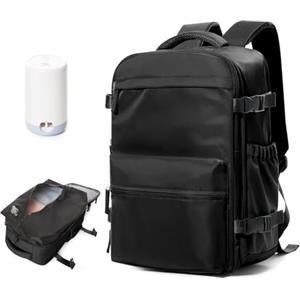 BOXSAM Zaino Sottovuoto Viaggio Con Pompa Zaino Ryanair 40x30x25 Aereo Bagaglio a Mano Borsa da Cabina per Donna Uomo Zaini 14 Pollici Porta PC Casual Impermeabile Daypack Nero