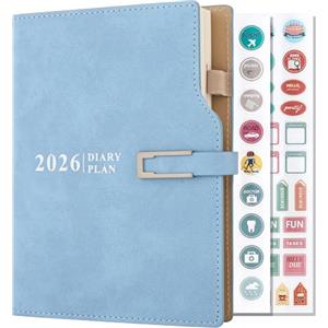 Goldaypln Agenda accademica 2026, un giorno per pagina, formato A5, per appuntamenti, metà anno, 2026, una pagina al giorno, 12 mesi, agenda giornaliera mensile, per scuola, famiglia, lavoro (blu)