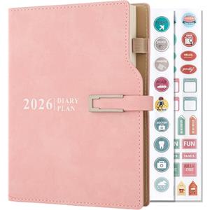 Goldaypln Agenda accademica 2026, un giorno per pagina, formato A5, diario annuale appuntamenti 2026 una pagina al giorno, 12 mesi, pianificatore giornaliero mensile per scuola, famiglia, lavoro (rosa)