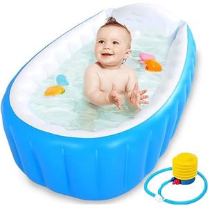 CHSG Vasca Da Bagno Per Bambini, Pompa a Piedi e Pacchetto Di Riparazione, Indicatore Di Livello Di Sicurezza, Gonfiabile Portatile Per Bambini e Neonati, Vaschetta Bagnetto Neonato Pieghevole