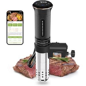 KitchenBoss WiFi Sous Vide Roner：Wi-Fi Roner Cucina a Bassa Temperatura con Controllo APP e Controllo Accurato Della Temperatura, LED Display, Ultra-Silenzioso, Impermeabilità IPX7, 1100W 40℃-90℃