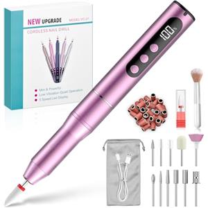 QEANY Fresa per Unghie,Lima per Unghie Elettrica Senze Fili,35000 RPM Manicure Elettrico con Display LED, 5 Velocità Regolabile, per Rimozione Smalti e Gel