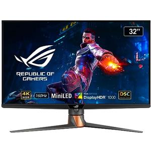 ASUS ROG Swift PG32UQXR Monitor Gaming 32" pollici 4K UHD (3840 x 2160), 160Hz, 1 ms, Fast IPS, DisplayHDR 1000, 96% DCI-P3, mini LED, Quantum Dot, FreeSync Premium Pro, HDMI, DisplayPort 2.1, Nero